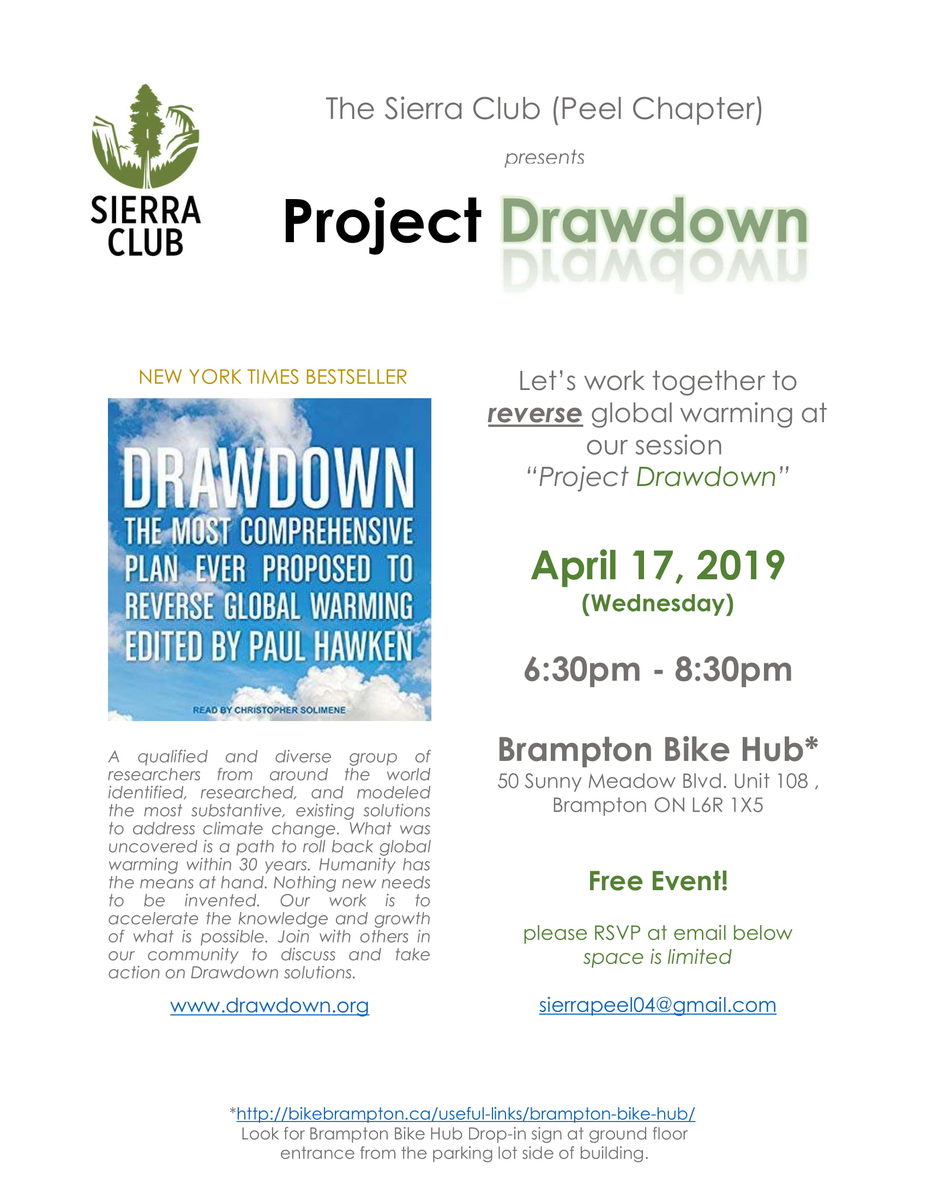 Sierra Club Peel Chapter: Project Drawdown poster