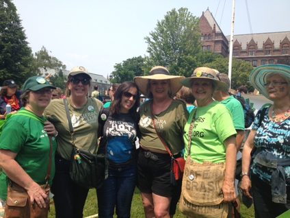 Marchers posing